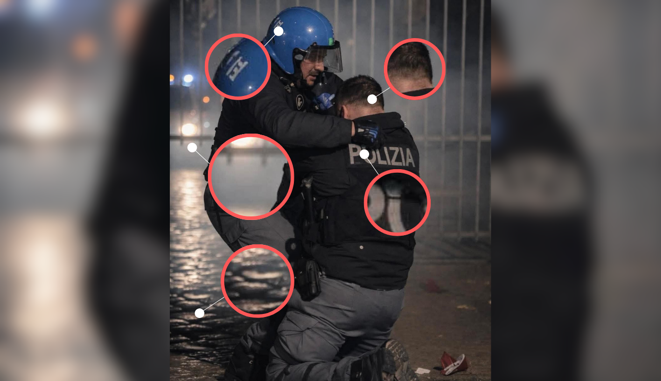 La polizia ha diffuso una foto degli scontri di Torino alterata con l’IA, scatenando una vera e propria teoria del complotto | Facta
