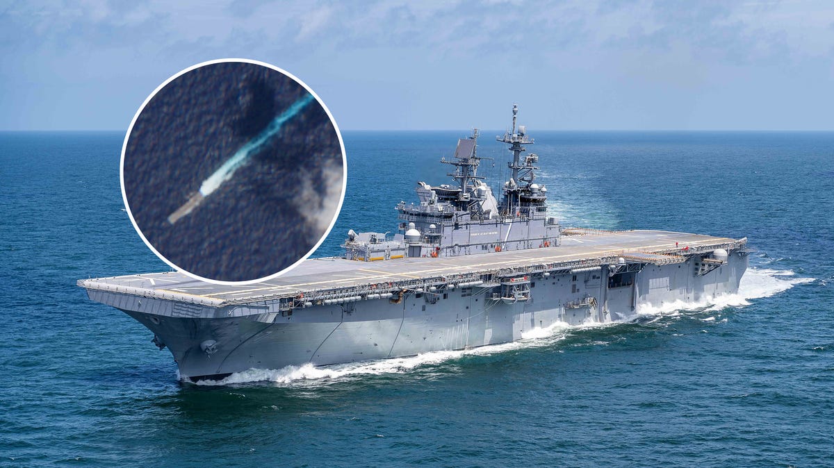 Satellite images show the USS Tripoli taking Marines to Iran
