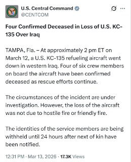 In Iraq sono stati trovati quattro cadaveri americani di un aereo KC-135 precipitato.