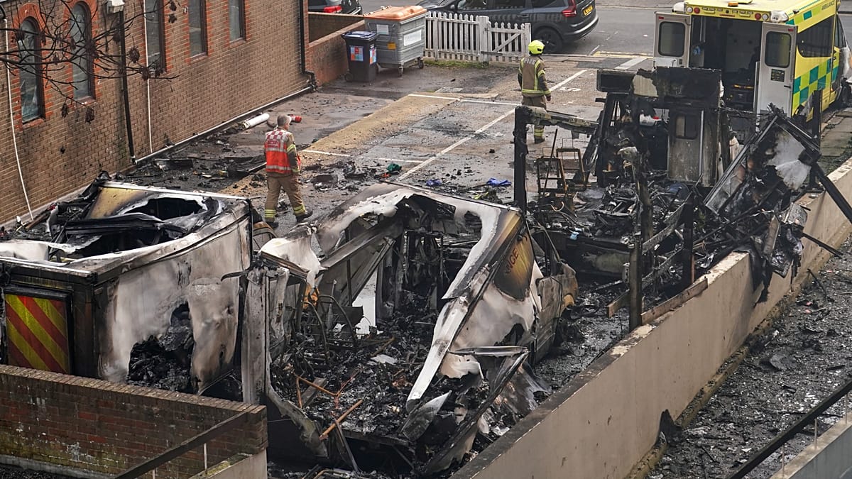 Video. Aerials show aftermath of suspected arson attack on Jewish ambulances in London