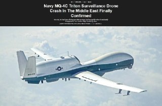 La marina statunitense ha confermato che il drone MQ-4C Triton si è schiantato nel Golfo Persico il 9 aprile, senza s...
