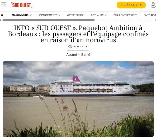 🇫🇷LA FRANCIA È IMPOTENTE DI FRONTE AL NOROVIRUS - Sud Ouest 🔴La nave da crociera Ambition, arrivata mercoledì mattina...