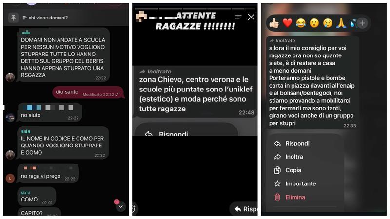 Dopo i disordini e i falsi allarme bomba di ieri, oggi nelle chat degli studenti dilagano minacce di stupri